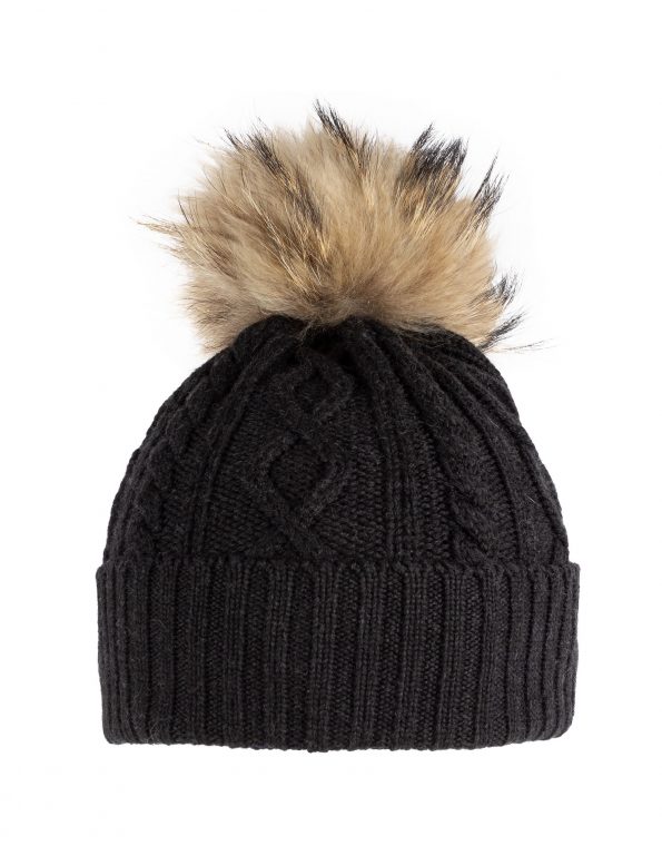 berretto-cappello-cuffia-lana-merinos-trecce-aran-enea-cashmere-ponpon-pelliccia-nero-1