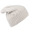 cappello in puro cashmere uomo donna a trecce con risvolto colore grigio chiaro