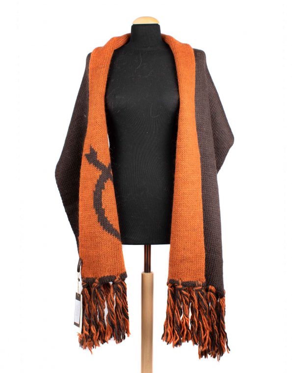sciarpa di lana uomo donna colore arancio marrone con simbolo trulli