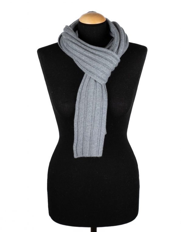sciarpa a coste uomo donna in lana merinos colore grigio scuro